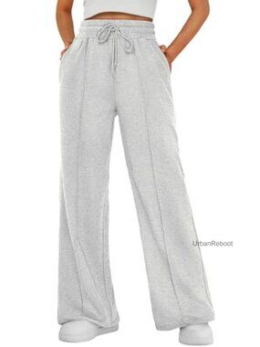 Womens Wide Leg Sweatpants Cotton Blend Baggy Lounge Pants with Pockets